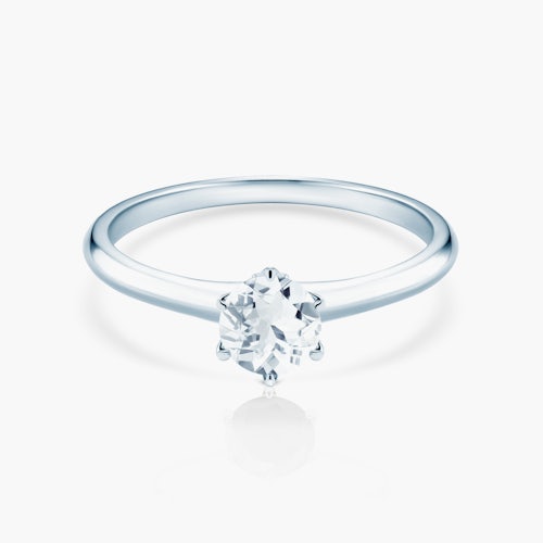 Pierścionek zaręczynowy The Journey: białe złoto, akwamaryn